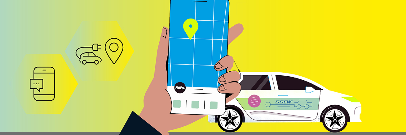 Illustration eines Smartphones für das GGEW E-Car Sharing