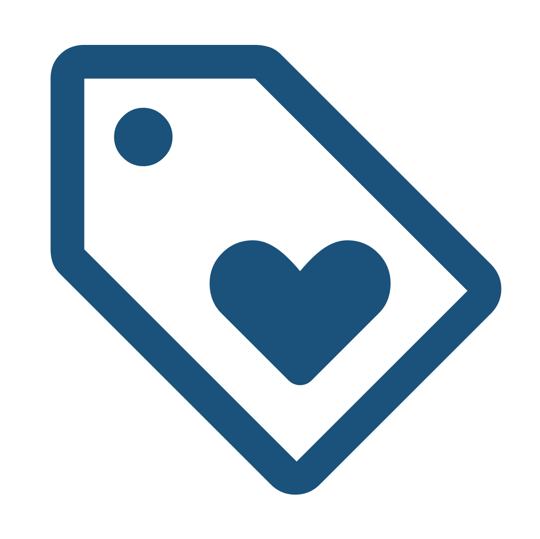 Preisschild mit einem Herz