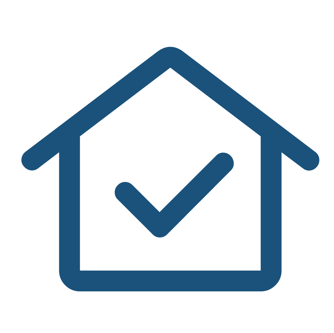 Skizze von Haus mit "abgehakt" Haken