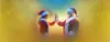 Weihnachtsmann und Frau geben sich ein high five