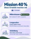 Infografik zur „Mission 40 %“ mit den zwei Ortsteilen Mittershausen und Langwaden. Mittershausen erzielt das stärkste Ergebnis, der Ausbau ist für 2027 vorgesehen. In Langwaden wurde die 40-%-Marke deutlich übertroffen, der Ausbau soll 2028 folgen.