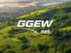 GGEW net Logo auf Landschaftsbild von der Bergstraße