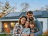 happy family standing in front of their modern home with rooftop solar panels, candid authentic lifestyle, warm natural daylight, smiling, shallow depth of field, copy space --ar 16:9 --weird 4 --hd --v 8.1 Job ID: c34f5ad7-bd2f-4c24-a81e-e01fefaef755