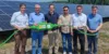 V.l.n.r.: Guido Böss, Geschäftsführer ENTEGA Regenerativ GmbH, Carsten Hoffmann, Vorstand GGEW AG, Florian Grob, Bereichsleiter Erneuerbare Energien GGEW, Stamatis Stoikotidis, Projektmanager GOLDBECK SOLAR, Tobias Schüßler, COO GOLDBECK SOLAR, Marius Schmidt, Erster Stadtrat Stadt Lampertheim.