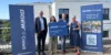 Mit Begeisterung dabei (v.l.n.r.): Carsten Hoffmann, Vorstand GGEW AG, Patricia Schlesing, Projektverantwortliche für die GGEW Crowd, Bastian Meyn, Sportvorstand des Tennisclubs Blau-Weiß Heppenheim, und Christine Klein, Bürgermeisterin der Stadt Bensheim und Aufsichtsratsvorsitzende der GGEW AG.