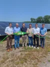 V.l.n.r.: Guido Böss, Geschäftsführer ENTEGA Regenerativ GmbH, Carsten Hoffmann, Vorstand GGEW AG, Florian Grob, Bereichsleiter Erneuerbare Energien GGEW, Stamatis Stoikotidis, Projektmanager GOLDBECK SOLAR, Tobias Schüßler, COO GOLDBECK SOLAR, Marius Schmidt, Erster Stadtrat Stadt Lampertheim.
